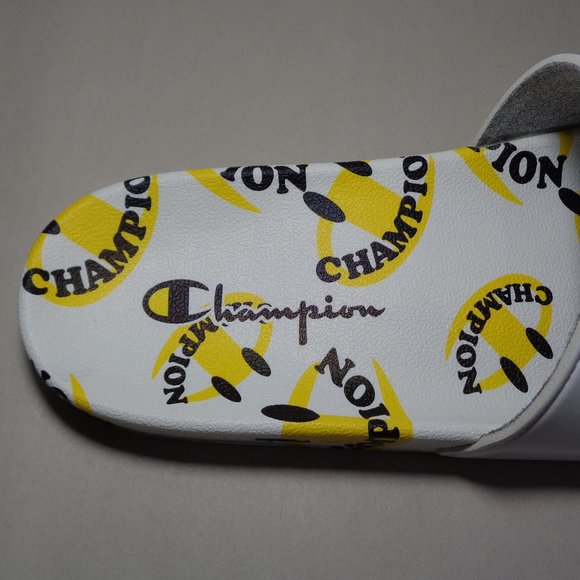 Champion Size 12 M IPO SMILE White Yellow Slide Sandals New Men\'s Shoes main image 14